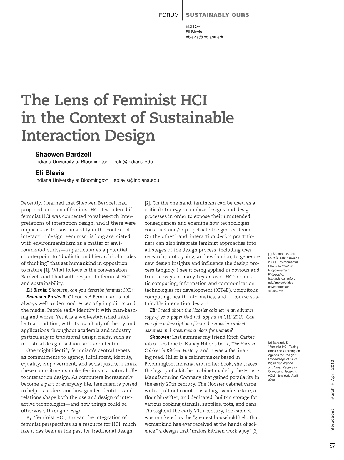 Sustainability and Feminist HCI